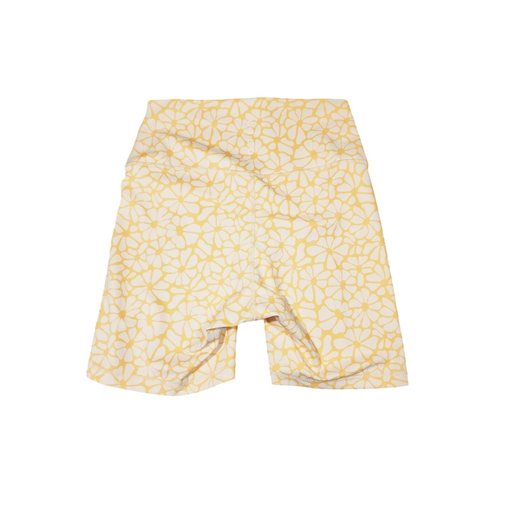 Wilo The Label Biker Shorts Small Women Yellow Daisy Floral High Waist Athletic